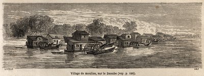 Een dorp van molens aan de Donau, tekening door Lancelot, ter illustratie van Victor Duruy