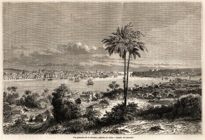 Algemeen uitzicht op Havana, hoofdstad van Cuba, tekening door Lancelot ter illustratie van de reis naar het eiland Cuba in 1859, door Richard Dana (1815-1882). Gravure in 