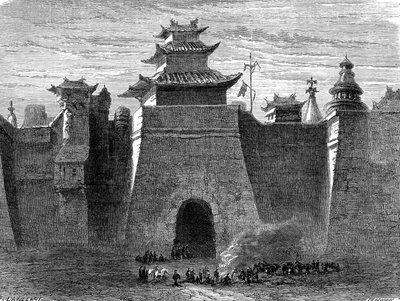 Muren en Poort van PEKIN, China door Dieudonne Auguste Lancelot