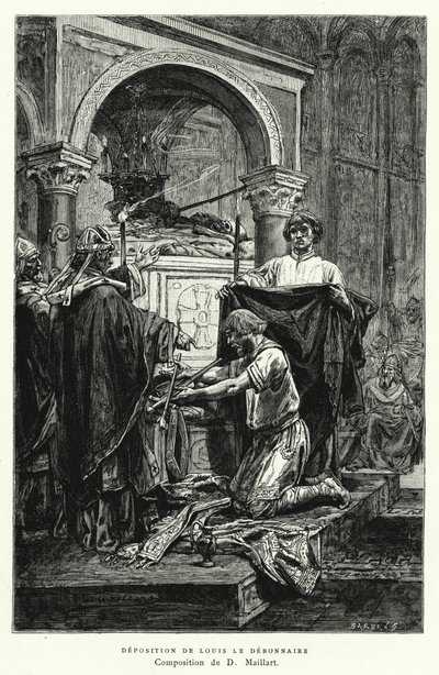 Deposition De Louis Le Debonnaire (gravure) door Diogene Ulysse Napoleon Maillart