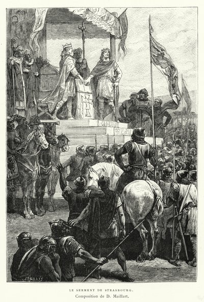 Le Serment De Strasbourg (gravure) door Diogene Ulysse Napoleon Maillart
