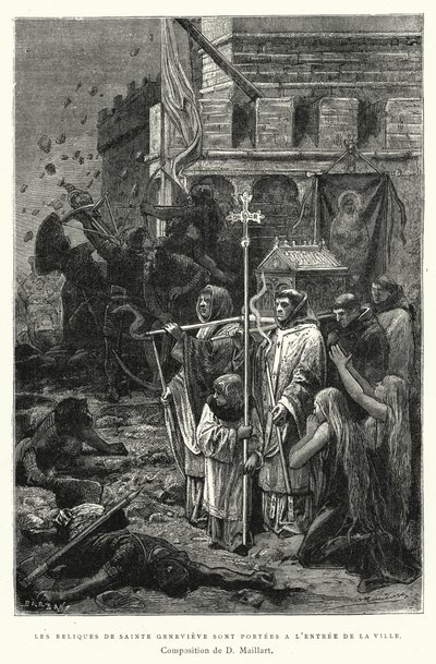 De relikwieën van Sint Genevieve worden naar de ingang van de stad gebracht door Diogene Ulysse Napoleon Maillart
