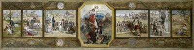 Schets voor de trouwzaal van het 19e arrondissement gemeentehuis in Parijs: De Driekleurige Vlag, Republikeinse Allegorieën door Diogene Ulysse Napoleon Maillart