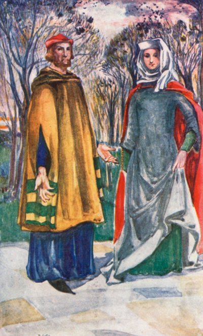 Een Man en Vrouw uit de Tijd van Eduard I 1272-1307 door Dion Clayton Calthrop