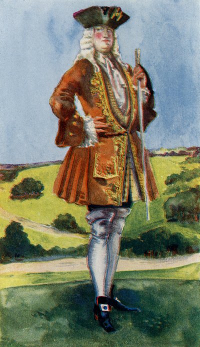 Mannenkostuum in het bewind van George I (1714-1727) door Dion Clayton Calthrop