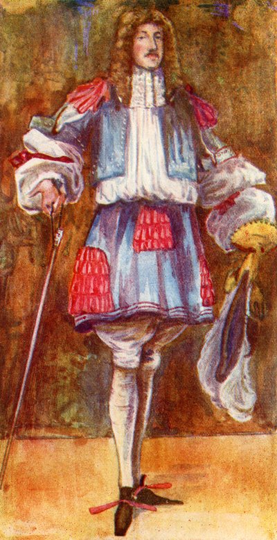 Manskostuum in het bewind van Karel II (1660-1685) door Dion Clayton Calthrop