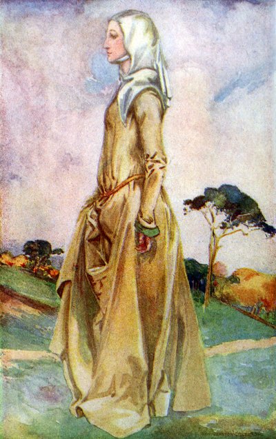 Vrouwenkostuum tijdens het bewind van Hendrik II (1154-1189) door Dion Clayton Calthrop