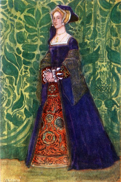 Vrouwenkostuum in het bewind van Henry VIII (1509-1547) door Dion Clayton Calthrop
