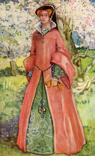 Vrouwelijke kleding tijdens het bewind van Mary I (1553-1558) door Dion Clayton Calthrop
