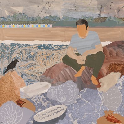 Strandhuisjes  fossielen (collage) door Dione Verulam