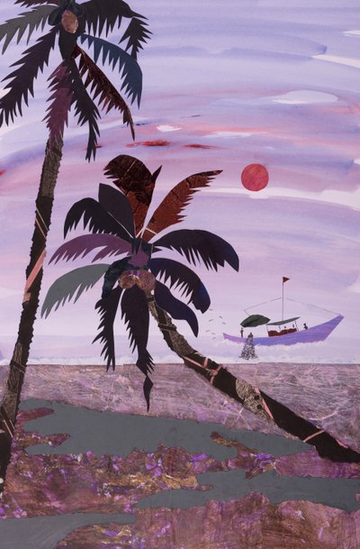 Vissen, 2020 (collage) door Dione Verulam