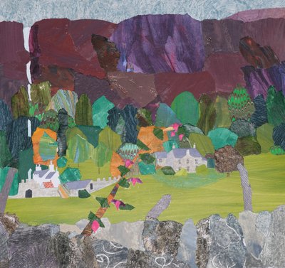 Fuchsia bij Carsaig (collage) door Dione Verulam