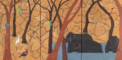 Jungle, India, 2020 (olieverf op doek) door Dione Verulam