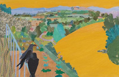 De Gouden Rijn  de raven van Wotan, Ringcyclus van Wagner, 2024 (collage) door Dione Verulam