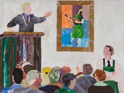 De mandolinespeler, 2020 (collage) door Dione Verulam