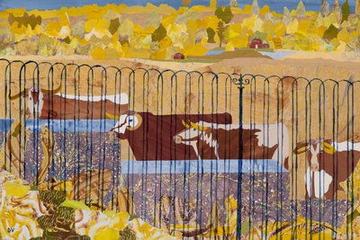 Dorstige langhoorns, hete zomer (collage) door Dione Verulam