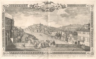 Gezicht op Verona door Dionigi Valesio and Giovanni Antonio Urbani, after Tiberio Majeroni