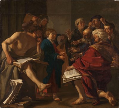 Christus tussen de dokters door Dirck Baburen van