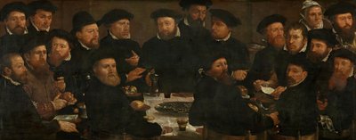 Banket van achttien Amsterdamse wachters van Squad L, bekend als "De Baarseters", 1566 door Dirck Barendsz