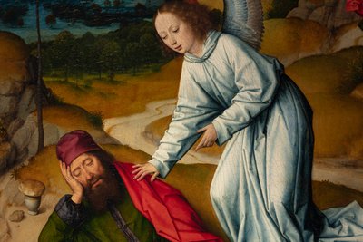 Parochiekerk Sint-Pieter. Laatste Avondmaal. Dirk Bouts. 1464-1468. (detail) door Dirck Bouts