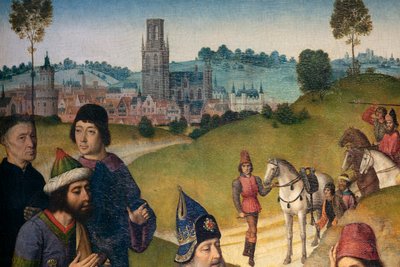 Parochiekerk Sint-Pieter. Laatste Avondmaal. Dirk Bouts. 1464-1468. (detail) door Dirck Bouts