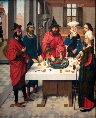 Parochiekerk Sint-Pieter. Laatste Avondmaal. Dirk Bouts. 1464-1468. (detail) door Dirck Bouts