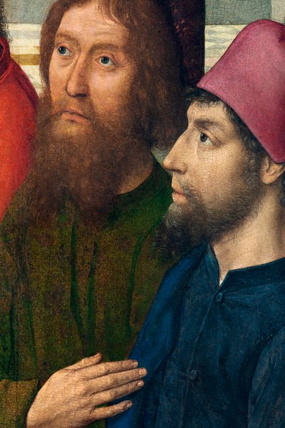 Parochiekerk (Sint-Pieterskerk). Schilderij. Laatste Avondmaal. Dirk Bouts. 1464-1468. (detail) door Dirck Bouts