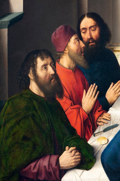 Parochiekerk (Parochiekerk Sint-Pieter). Laatste Avondmaal. Dirk Bouts. 1464-1468. (detail) door Dirck Bouts
