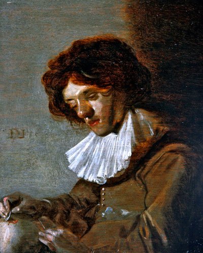 Een studie van een jonge man die trepaneert door Dirck Hals