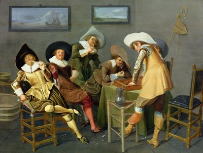 Ruiters in een taverne door Dirck Hals