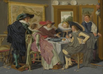 Gezelschap aan een tafel door Dirck Hals