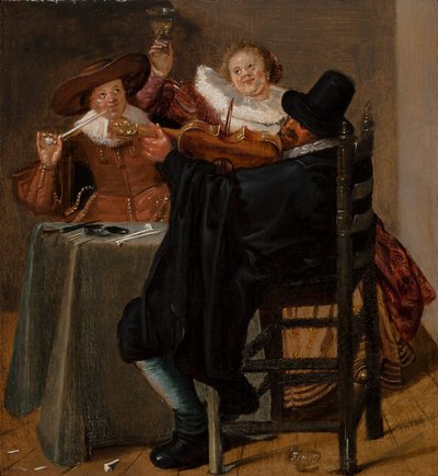 Vrolijk gezelschap met violist door Dirck Hals