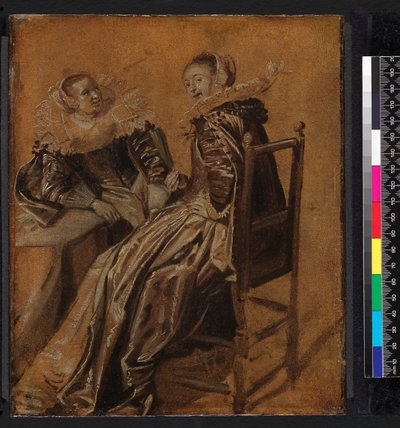 Twee dames zittend aan een tafel, 1625-1628 door Dirck Hals