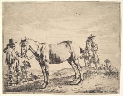 Man die een Paard aan de Teugel Houdt door Dirck Stoop