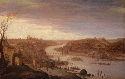Panoramisch Uitzicht op Praag (gerestaureerde versie) door Dirck Verhaert