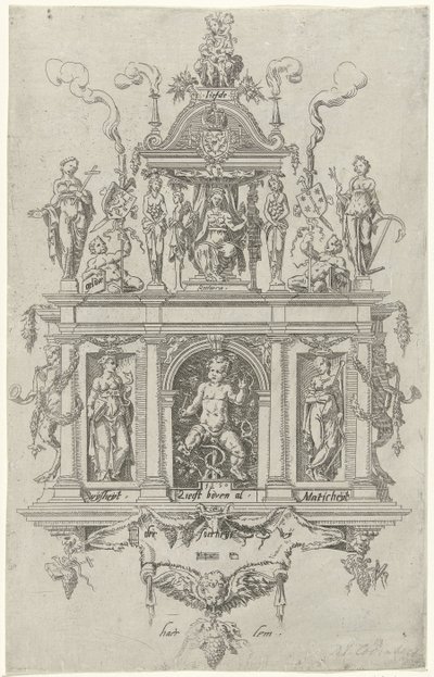 Blazoen van de Haarlemse rederijkerskamer De Wijngaertrancken door Dirck Volckertsz. Coornhert (attributed to)