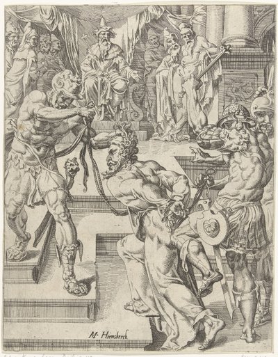Christus voor Kajafas door Dirck Volckertsz. Coornhert (attributed to)