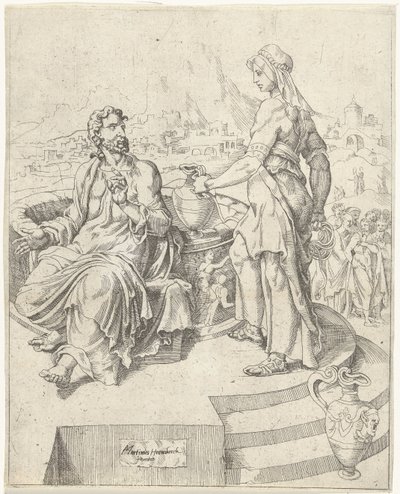 Gesprek met de Samaritaanse vrouw door Dirck Volckertsz. Coornhert (attributed to)