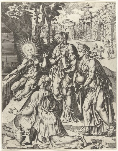 Heilige vrouwen bij het graf door Dirck Volckertsz. Coornhert (attributed to)