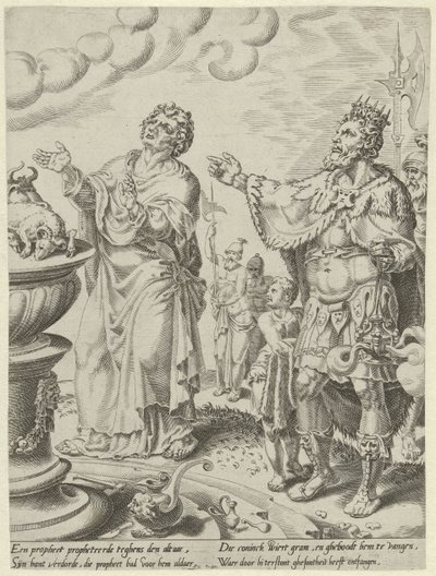 Koning Jerobeam en de godsman voor het altaar door Dirck Volckertsz. Coornhert (attributed to)
