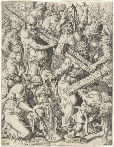 Kruisdraging (Val en de verlossing van de mensheid door het leven en passie van Christus) door Dirck Volckertsz. Coornhert (attributed to)