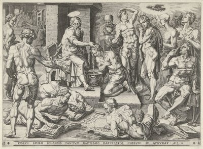 Paulus doopt de inwoners van Efeze door Dirck Volckertsz. Coornhert (attributed to)