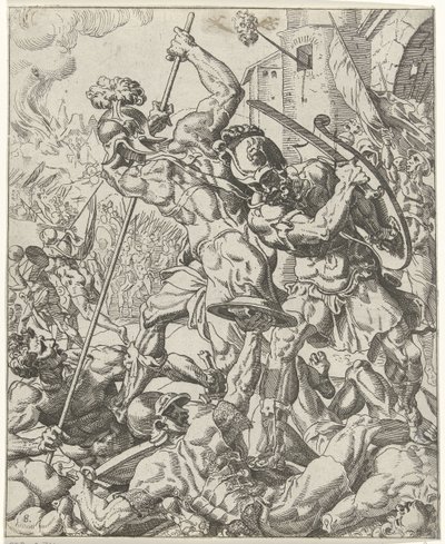 Vlucht van het Assyrische leger door Dirck Volckertsz. Coornhert (attributed to)