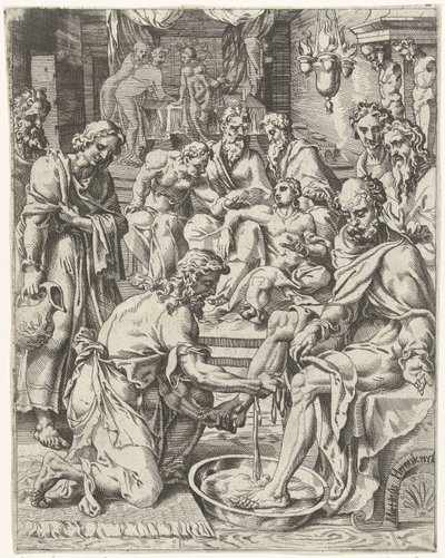 Voetwassing door Dirck Volckertsz. Coornhert (attributed to)