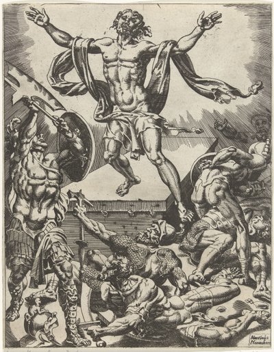 Wederopstanding van Christus Val en de verlossing van de mensheid door het leven en passie van Christus (series title) door Dirck Volckertsz. Coornhert (attributed to)