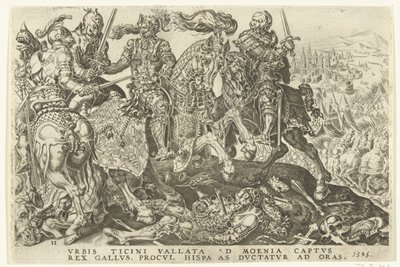 Gevangename van Frans I tijdens de slag van Pavia, 1525 door Dirck Volckertsz. Coornhert (possibly)