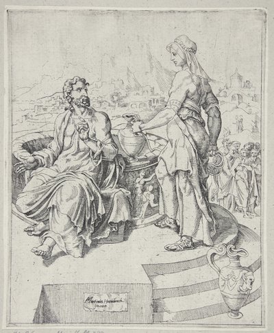 Christus en de Samaritaanse vrouw door Dirck Volckertsz. Coornhert