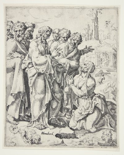 Christus en de vrouw van Kanaän door Dirck Volckertsz. Coornhert