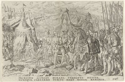 Keizerlijk kamp te Ingolstadt, 1546 Overwinningen van Karel V Divi Caroli. V. imp. opt. max. victoriae, ex multis praecipuae door Dirck Volckertsz. Coornhert