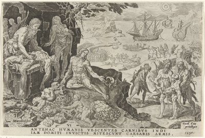 Keizerlijke troepen van Karel V vallen Centraal-Amerika binnen, 1530 door Dirck Volckertsz. Coornhert